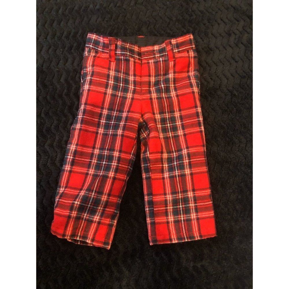 Janie and Jack boys xmas plaid pants 12-18 months